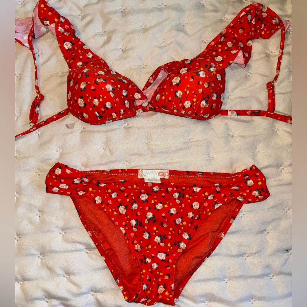 ‘GB’ Orange Floral Bikini Swimsuit
